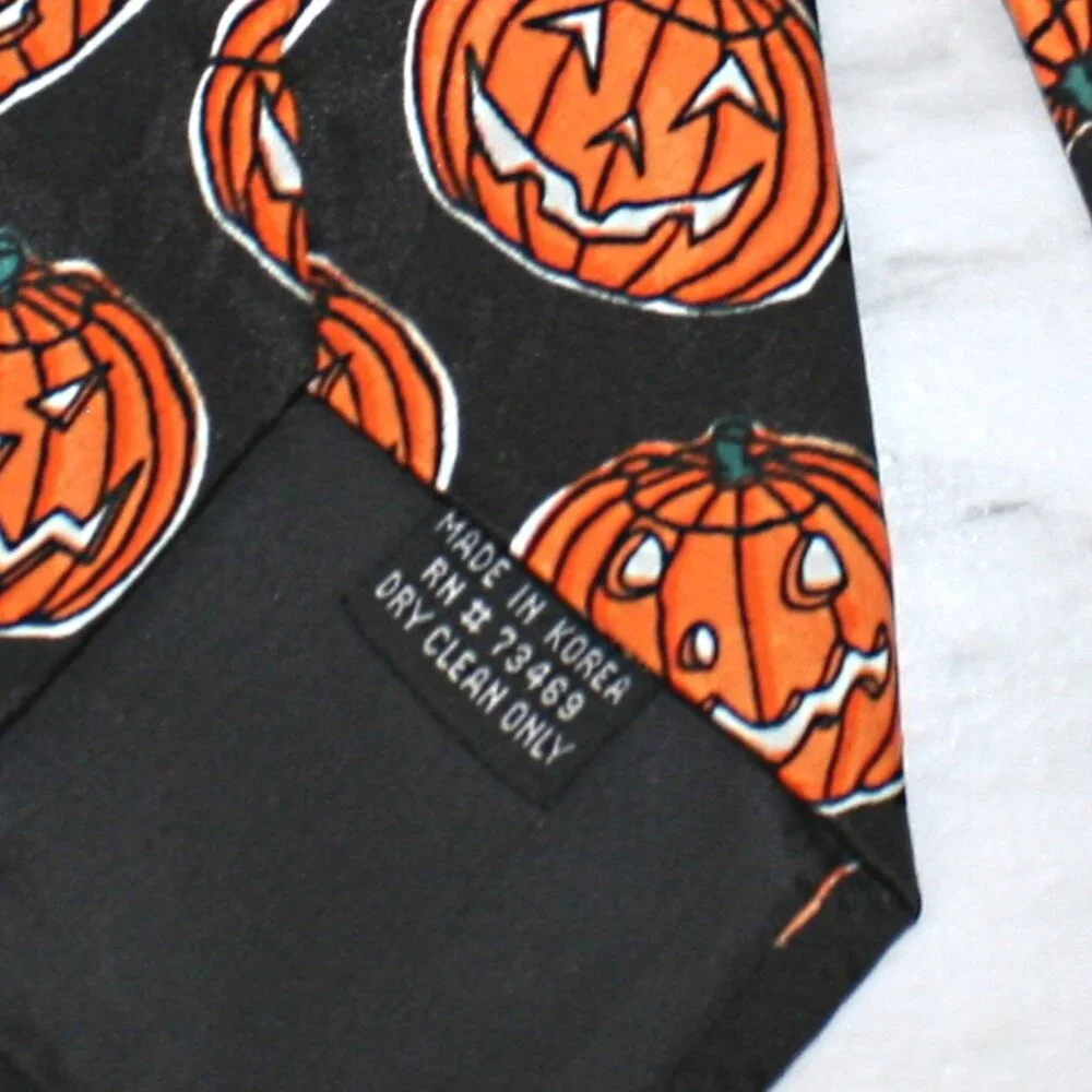 SURREY Necktie Halloween Pumpkin Jack O Lantern Menswear Neck Tie Orange Black